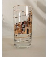 vintage MISSION SANTA CRUZ DRINK GLASS highball SHINY GOLD ON CLEAR 1791 - £17.50 GBP