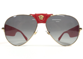 Versace Sunglasses MOD.2150-Q 1002/11 Red Leather Gold Aviator Gradient Lenses - £109.39 GBP