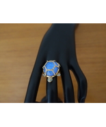 KATE SPADE NEW YORK GOLD PARADISE FOUND ROYAL BLUE TURTLE RING. SIZE 7, NWT - £59.76 GBP