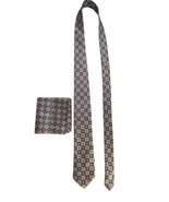 PIERRE CARDIN Men’s Tie And Handkerchief Yellow Blue Geometric Design Sq... - $912.35 MXN