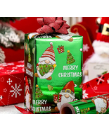 Metallic Lime Green with Gnomes, Christmas wrapping paper, short roll - €18,89 EUR