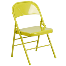 HERCULES COLORBURST Twisted Citron Metal Folding Chair, Triple Braced - $1,501.70 MXN
