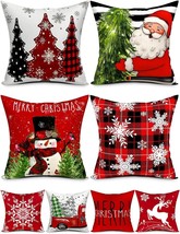 Double Sided Print Christmas Pillow Covers 18&#39;&#39;x18&#39;&#39; Set of 4 8 Christmas Patter - £25.94 GBP