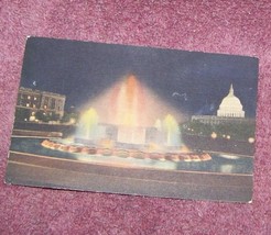 vintage postcard  illuminated fountain, capitol plaza - £9.58 GBP