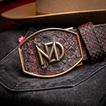 Men's Arkansas Genuine Snake Skin Belt BlackCherry image 8