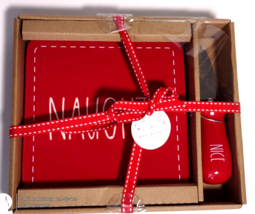Christmas Red &quot;Naughty&quot; Cheese Board and &quot;Nice&quot; Knife LL - NEW in box - Rea Dunn - £14.60 GBP