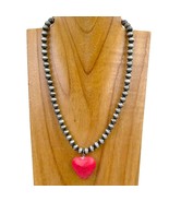 Red Stone Heart Navajo Like Beaded Necklace - €19,68 EUR