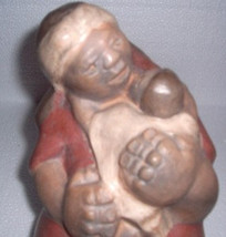 1980 MOTHER & CHILD Sculpture Taller Amerindio Chile Clay Pottery-Signed - $185.99