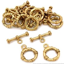 Bali Toggle Clasps 14.5mm, Packs of 6 or 12, Copper or Gold Plated - $8.28
