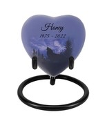 Winter Wolf Moon Heart Keepsake Urn - Stand Option - $40.96 CAD