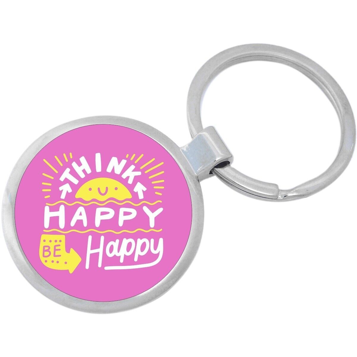 Think Happy Be Happy Keychain - Includes 1.25 Inch Loop for Keys or Back... - $10.77