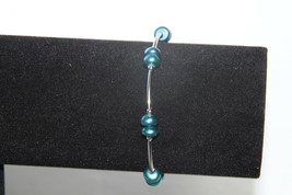 Bracelet (New) Silver W/ Blue &amp; Green Pearls - 6&quot;-7&quot; - £24.38 GBP