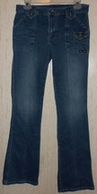 WOMENS / JUNIORS DKNY STRETCH DISTRESSED FLARE BLUE JEANS  SIZE 7 REGULAR - £18.64 GBP