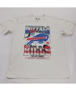 Buffalo Bills 1990 AFC Champions Men's White Vintage Graphic T-Shirt Size Large - $1,085.11 MXN