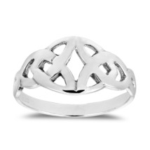 Interlace Celtic Heart Wrap Sterling Silver Ring-8 - £10.18 GBP