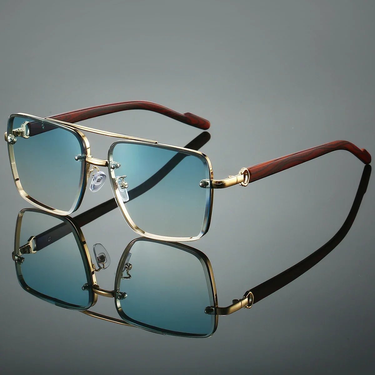 Retro Square Metal Frame Women’s Sunglasses – Double Bridge Pilot Design - $12.99