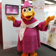 Magenta Butter Chicken mascot costume character dressed with a Poplin Shirt and  - £963.53 GBP