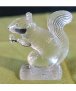 Vintage L.E. Smith Clear Stippled Glass Miniature Squirrel with Acorn 2 ... - $9.89