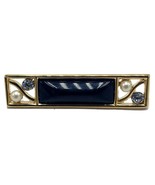 Vtg Monet Gold Tone &amp; Black Enamel Brooch Pin Gold Tone Faux Pearl Rhine... - $394.20 MXN
