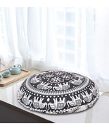 Black White Pillow Cover Elephant Mandala Meditation Cushion Seating Thr... - $14.99