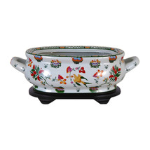 Beautiful Floral and Bird Motif Porcelain Foot Bath Flower Pot with Stand - £213.20 GBP