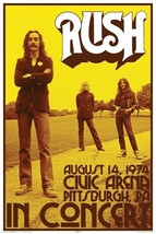 Rush Poster Yellow Band Shot Pittsburgh 1974 - £141.58 GBP