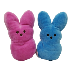 Peeps Easter Bunny Plush Lot of 2 Blue Pink Mini Beanie Rabbits Just Bor... - £10.00 GBP