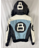 Robert Phillipe Faux Leather 8 Ball Jacket W/ Zip Off Hood YOUTH Size Me... - €36,94 EUR