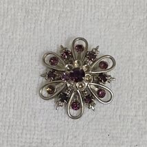 Vintage Costume Jewelry Purple Rhinestone Brooch Pin Starburst Floral 1.... - $23.28