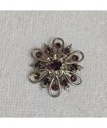 Vintage Costume Jewelry Purple Rhinestone Brooch Pin Starburst Floral 1.... - $32.46 CAD
