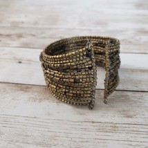 Vintage Bangle / Bracelet Bronze Tone Beaded Wrap Bracelet - £10.97 GBP