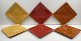 6 Pc Tabletops Gallery Misto Gold Red Rust Square Salad Plate Mix Set Dishes Lot - £47.21 GBP