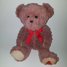 Brown Teddy Bear Plush Red Bow Heart Valentines Day 12&quot; Stuffed Animal W... - $19.75