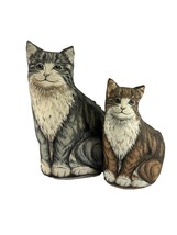 Vintage Set of 2 Tabby Cat Shaped Pillows Mother Kitten Plush 13&quot; Gray 1... - $34.65