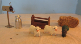 VINTAGE  Miniature FARM  ACCESSORIES SHEEP MAILBOX TURKEY OUTSIDE - $16.20