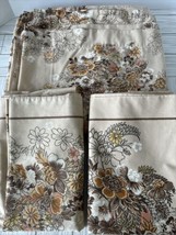 Vintage 1978 JP Stevens 5th Ave Floral King Flat Sheet &amp; 2 King Pillowcases Tan - £22.08 GBP