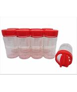 Large 8 OZ Clear Plastic Spice Container Bottle Jar With Red Cap- Set of... - £11.07 GBP