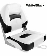 Boat Seat Folding Low Back White &amp; Black UV Treated Premium Marine Grade... - €68,43 EUR