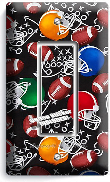 AMERICAN FOOTBALL BALLS HELMETS SINGLE GFCI LIGHT SWITCH PLATE BOYS ROOM DECOR