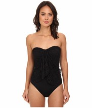 9346-1 LRL Ralph Lauren Womens Black Crochet Lace Flyaway One Piece Swimsuit 6 - £29.32 GBP
