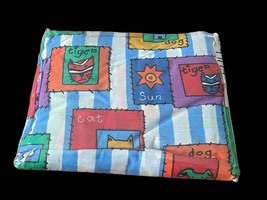 VTG Stevens Children’s Animals Tiger Cat Dog Striped Full Fitted Muslin ... - $19.89