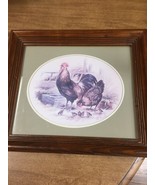 Vintage Home Interior Rooster Hen And Chicks Framed Picture - €30,18 EUR