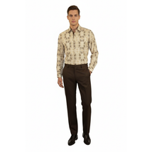 Mens Sports Shirt by DE-NIKO Long Sleeves Fashion Prints Soft Modal NK600 Khaki image 4