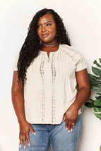 Double Take Crochet Buttoned Short Sleeves Top - £29.37 GBP