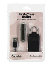 First Class Mini Rechargeable Bullet W/crystal 9 Functions Gun Metal - £22.52 GBP