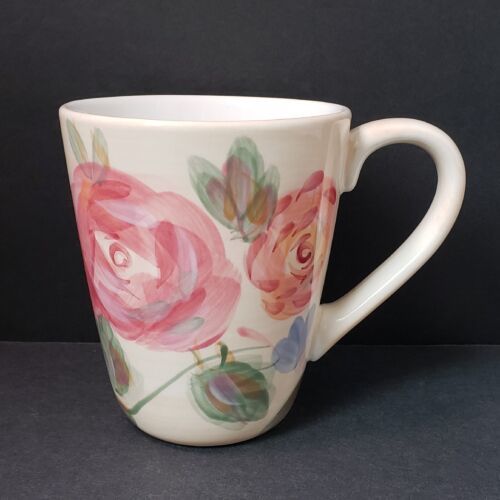 Gibson Elite Cream Pink & Blue Floral Pattern 12 oz. Ceramic Coffee Mug Cup - £12.17 GBP