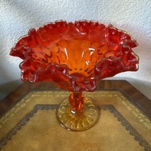 Vintage Fenton Amberina Thumbprint  Ruffled Pedestal Compote  - £29.58 GBP