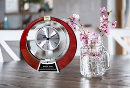 Engraved Clock Wood Chrome Pivoting Glass Award Personalize Gift Present Love - £107.79 GBP