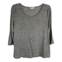 Jack BB Dakota Womens Shirt Size Large L Gray Marled Bell Sleeve Blouse Normcore - £14.82 GBP