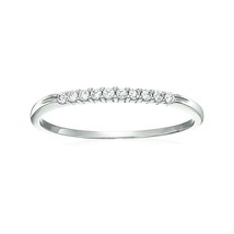 1/10ct Simulated Diamond Wedding Band in 14K White Gold-Plated Prong Set For her - £62.52 GBP